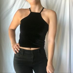 Black Velvet Crop Top